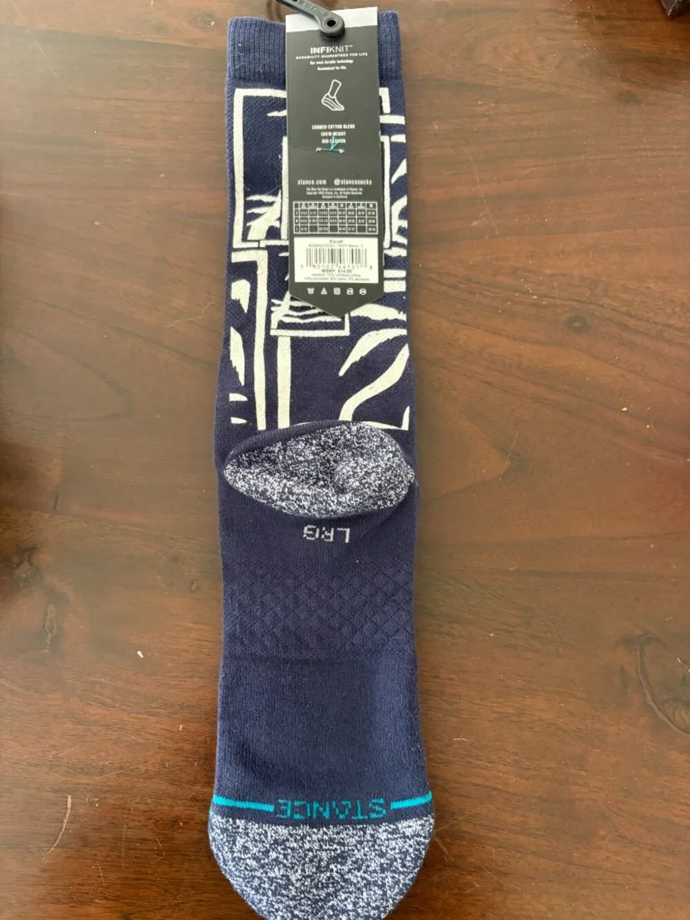 NWT Stance socks Men's L shoe size 9-13 Navy blue with tropical print.